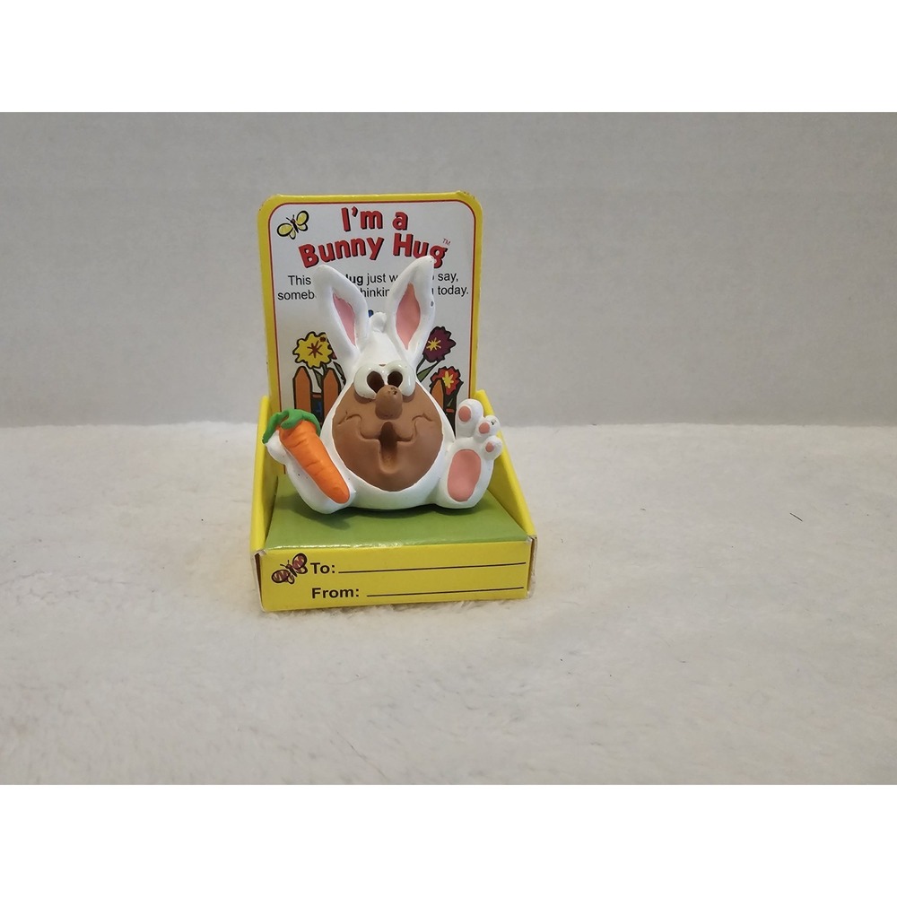 Vintage "I'm‎ a Bunny Hug" Figurine Hug Factory 1996 Easter Decor Gift w/ Box